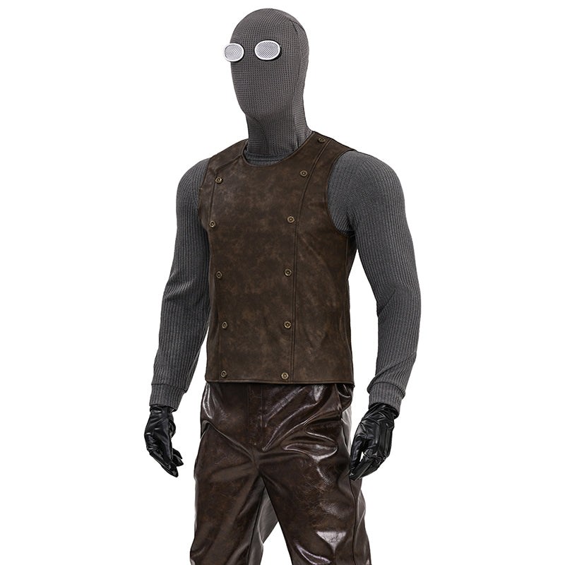 Spider Man Noir Cosplay Costume Brown Leather Halloween Outfit - Image 11