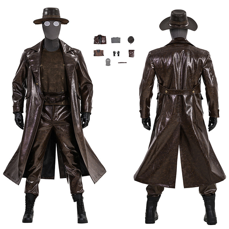 Spider Man Noir Cosplay Costume Brown Leather Halloween Outfit - Image 2