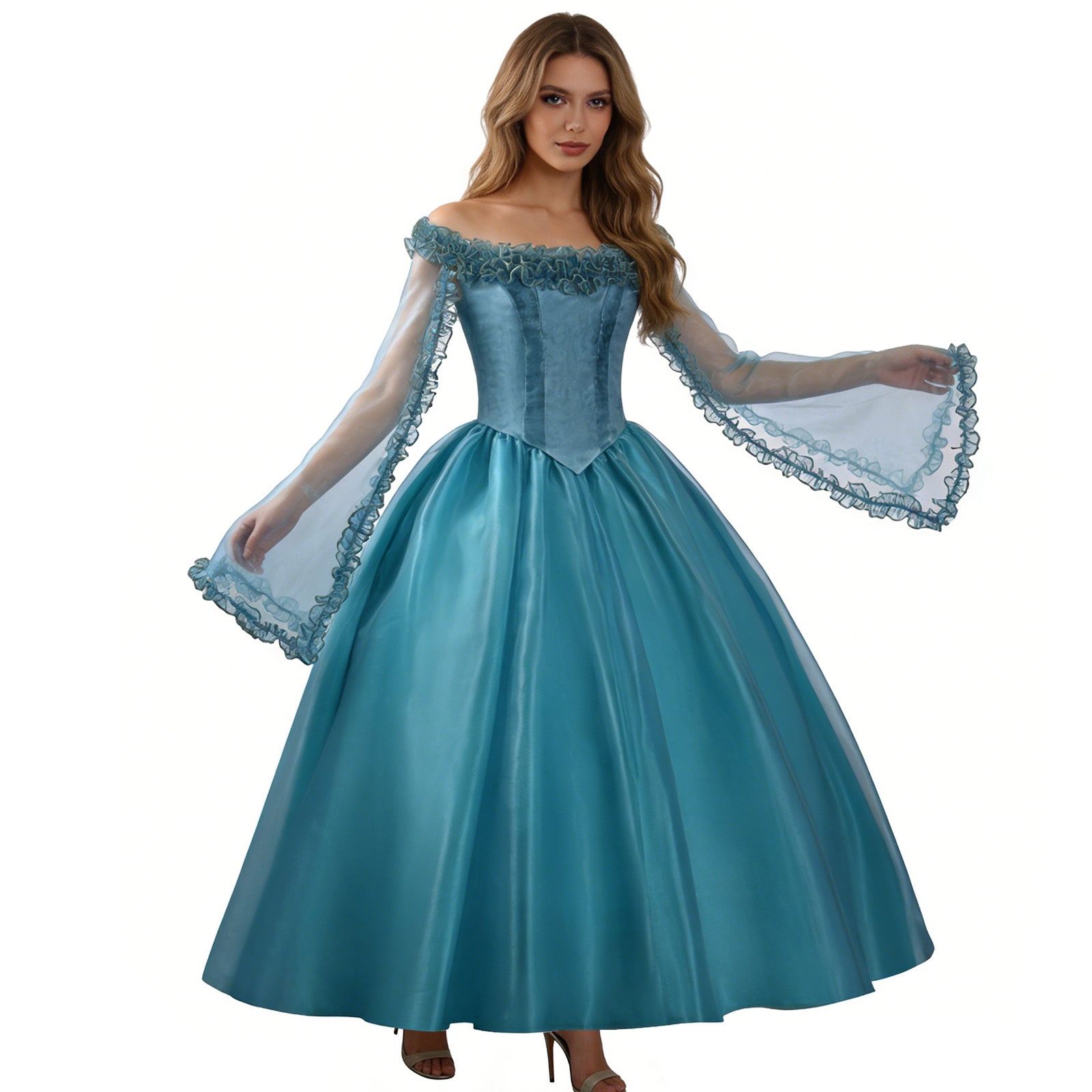 Frankenstein Elizabeth Cosplay Costume Blue Halloween Carnival Outfit - Image 7
