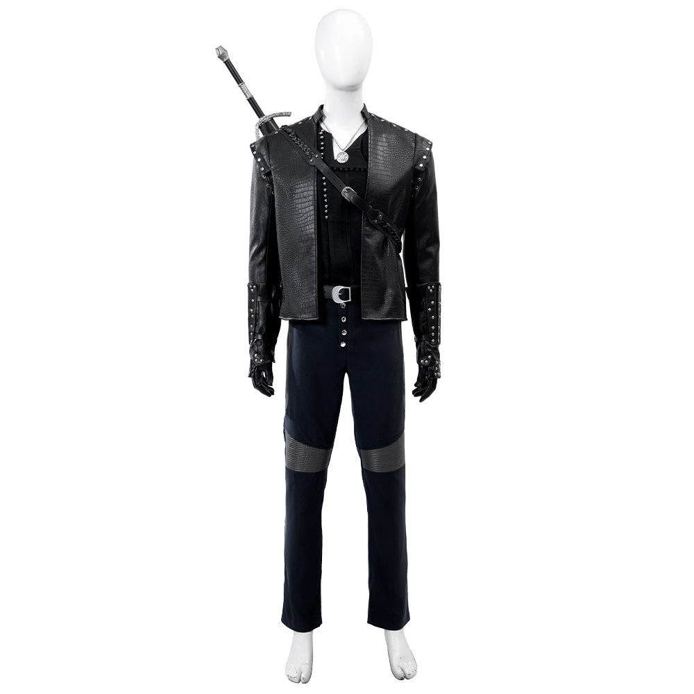 The Witcher Season 5 Geralt of Rivia Cosplay Costume Black Halloween Suit - Image 6