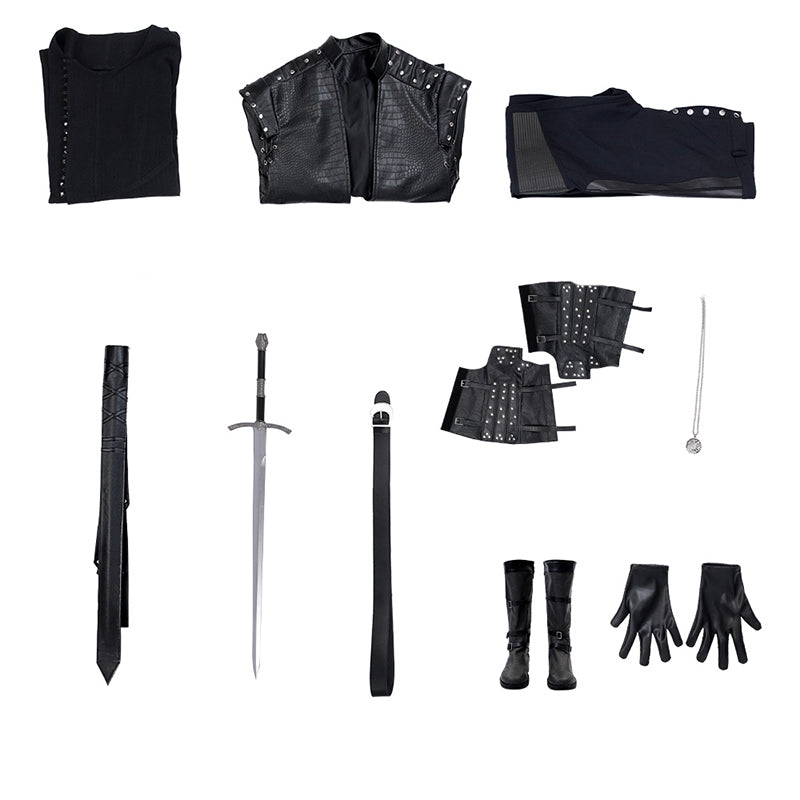 The Witcher Season 5 Geralt of Rivia Cosplay Costume Black Halloween Suit - Image 14