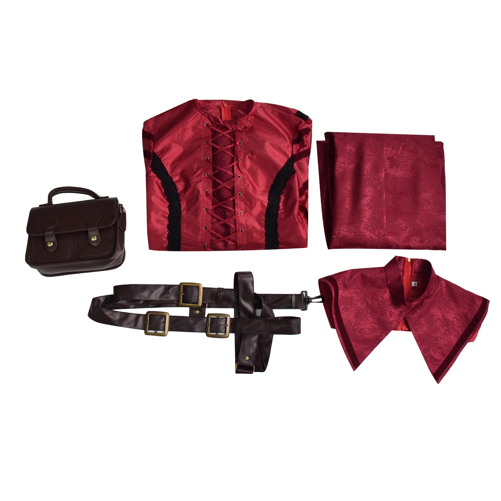 1666: Amsterdam Noa Cosplay Costume Red Long Dress with Accessories - Image 6