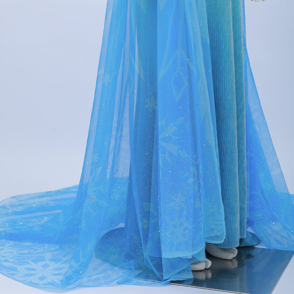Deluxe Frozen 2 Elsa Cosplay Costume Blue Dress Halloween Outfit - Image 13