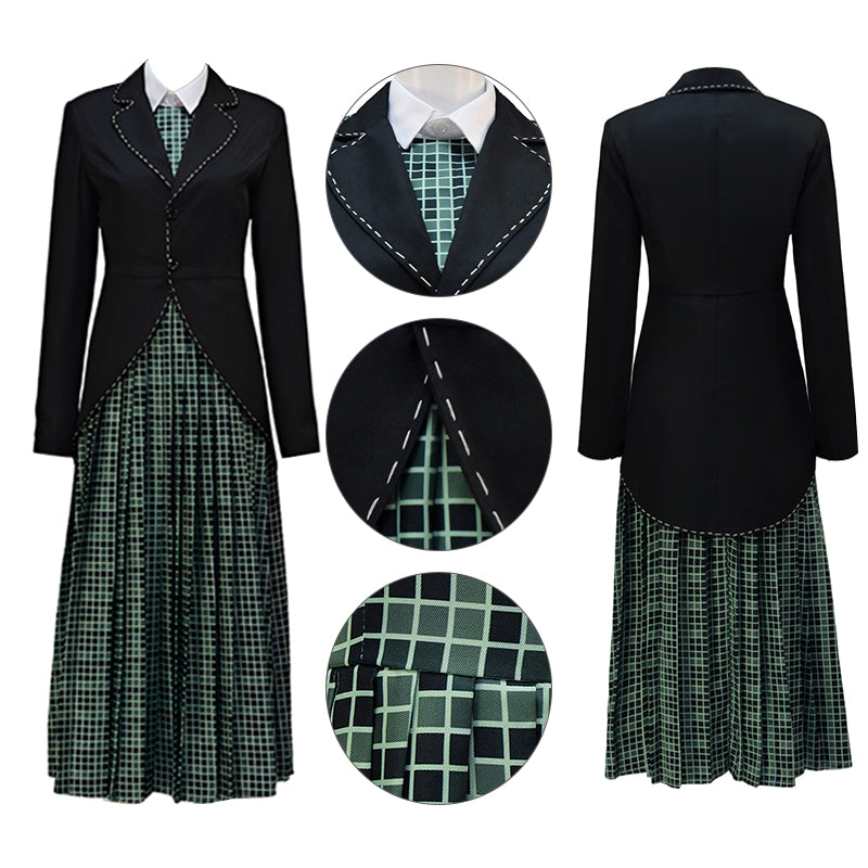 BeetleJuice The Maitlands Lydia Deetz Cosplay Costume Green Black Halloween Party Suit