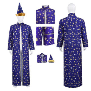 Unisex Adults Wizard Cloak with Stars Cape And Hat Witch Cloak