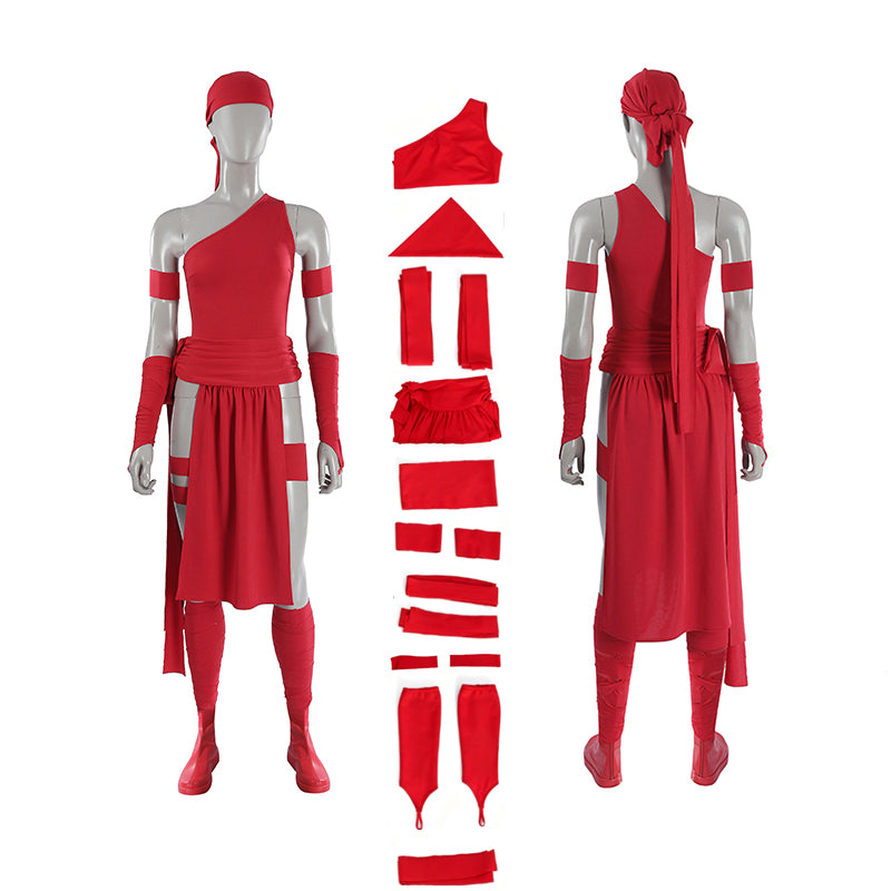 Elektra Natchios Cosplay Costume Daredevil Comics Red Ninja Halloween Outfit