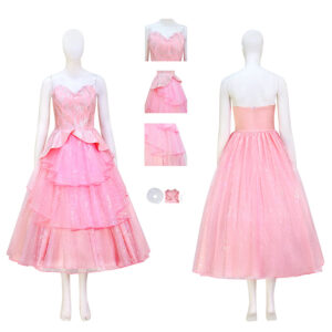 Glinda Wicked Witch Pink Suit Halloween Cosplay Costume Outfit