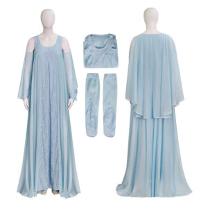 Star Wars Padme Amidala Cosplay Dress Light Blue Lace Chiffon Long Maxi Gown