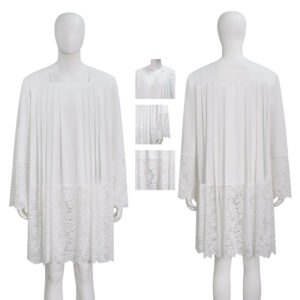 White Pleated Lace Surplice Roman Catholic Liturgical Vestment