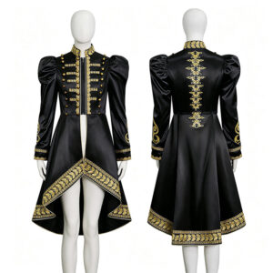 Baroque Cosplay Costume Royal Black Military Tailcoat Performance Dress Halloween Suit