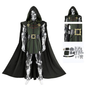 Fantastic Four Doctor Doom Cosplay Costume Halloween Black Suit
