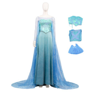 Deluxe Frozen 2 Elsa Cosplay Costume Blue Dress Halloween Outfit
