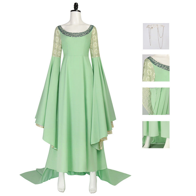 The Lord Of Rings Arwen Cosplay Costume Female Green Halloween Suit