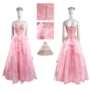 Glinda Wicked Witch Pink Wedding Dress Halloween Costume Outfit