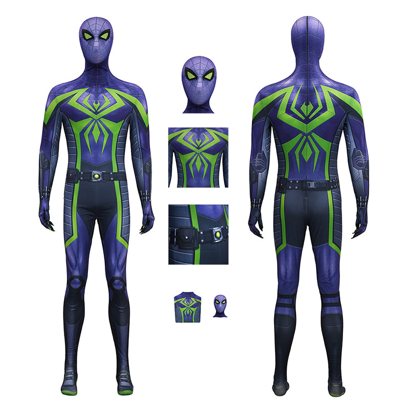 Spider-Man 2 Miles Morales Cosplay Costume Purple Reign Suit Jumpsuit