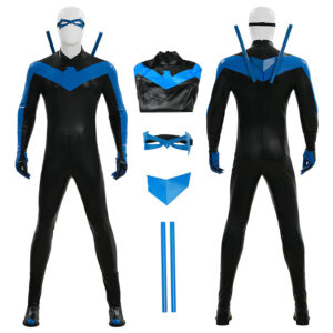 Comic Nightwing Dick Grayson Cosplay Costume Blue Dick Leather Suit