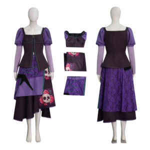 Steps Lilith Cosplay Costume Stepsister Purple Skull Floral Dress Halloween Full Set