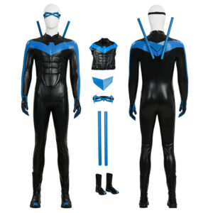 Dick Grayson Nightwing Cosplay Costume Nightwing Blue Leather Jumpsuit