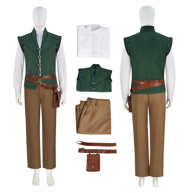 Prince Tangled Cosplay Flynn Rider Costume Vest Shirt Outfit Halloween Carnival Suit