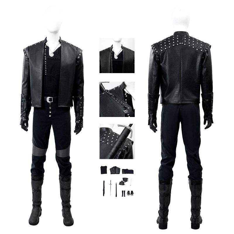 The Witcher Season 5 Geralt of Rivia Cosplay Costume Black Halloween Suit