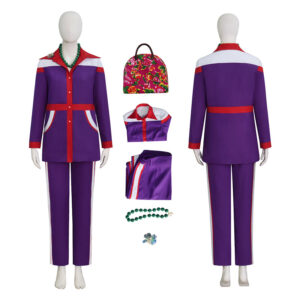 Movie Weapons Aunt Gladys Cosplay Costume Purple Halooween Suit With Bag Necklace