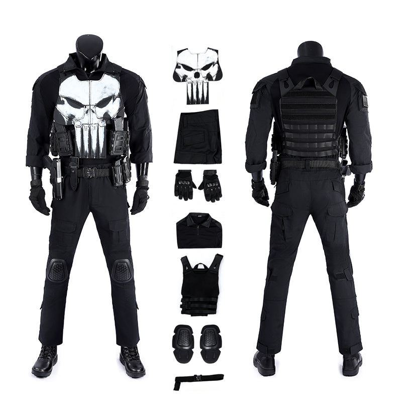 The Punisher Cosplay Costume Frank Castle Skull Suit One Last Kill Halloween