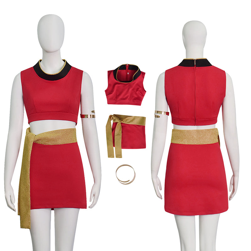 Star Trek Beyond Uhura Cosplay Costume Vest With Red Dress Two Piece