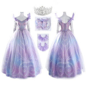 Wicked 2 Glinda Cosplay Costume Purple Dress Halloween Costume Outfit