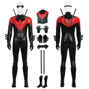 The New 52 Nightwing Dick Grayson Cosplay Costume Red Leather Halloween Outfit