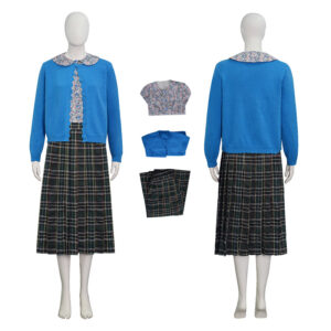 Adult Mrs. Doubtfire Cosplay Costume Blue Skirt Outfit Broadway Musical Cosplay