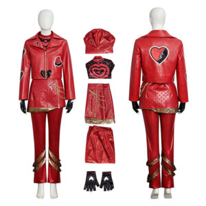 Descendants 5 Red Cosplay Costume Princess Red Red Faux Leather Jacket Pants