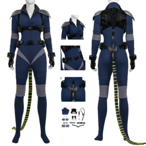 Absolute Universe Selina Kyle Cosplay Costume Blue Jumpsuit With Tail