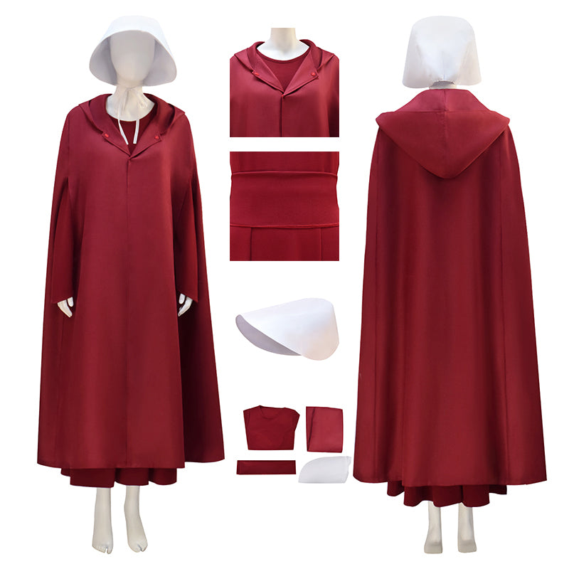 The Handmaid's Tale Hooded Cape Cosplay Costume Halloween Outfit