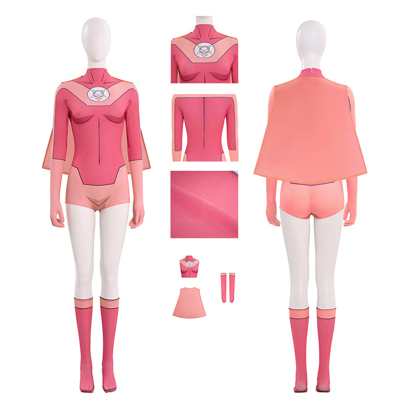 Invincible Atom Eve Cosplay Costume Halloween Pink Jumpsuit