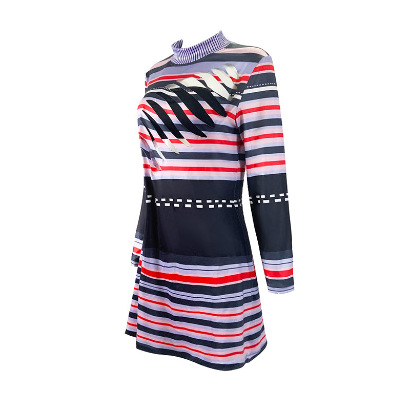 Beetlejuice Astrid Striped Dress Cosplay Halloween Party Costume Outfits - Image 3