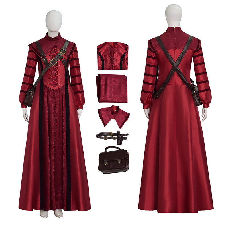 1666: Amsterdam Noa Cosplay Costume Red Long Dress with Accessories
