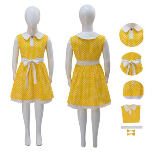 Toy Story 4 Gabby Gabby Dotted Yellow Dress Cosplay Costume Kids Children