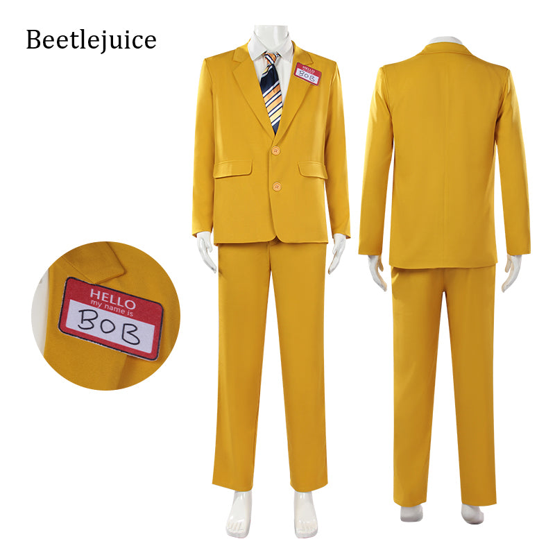 Beetlejuice Yellow Suit 2024 Bob Cosplay Costume Halloween Outfit - Image 2