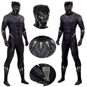 Black Panther Suit Cosplay T'Challa Bodysuit Cosplay Superhero Jumpsuit with Mask