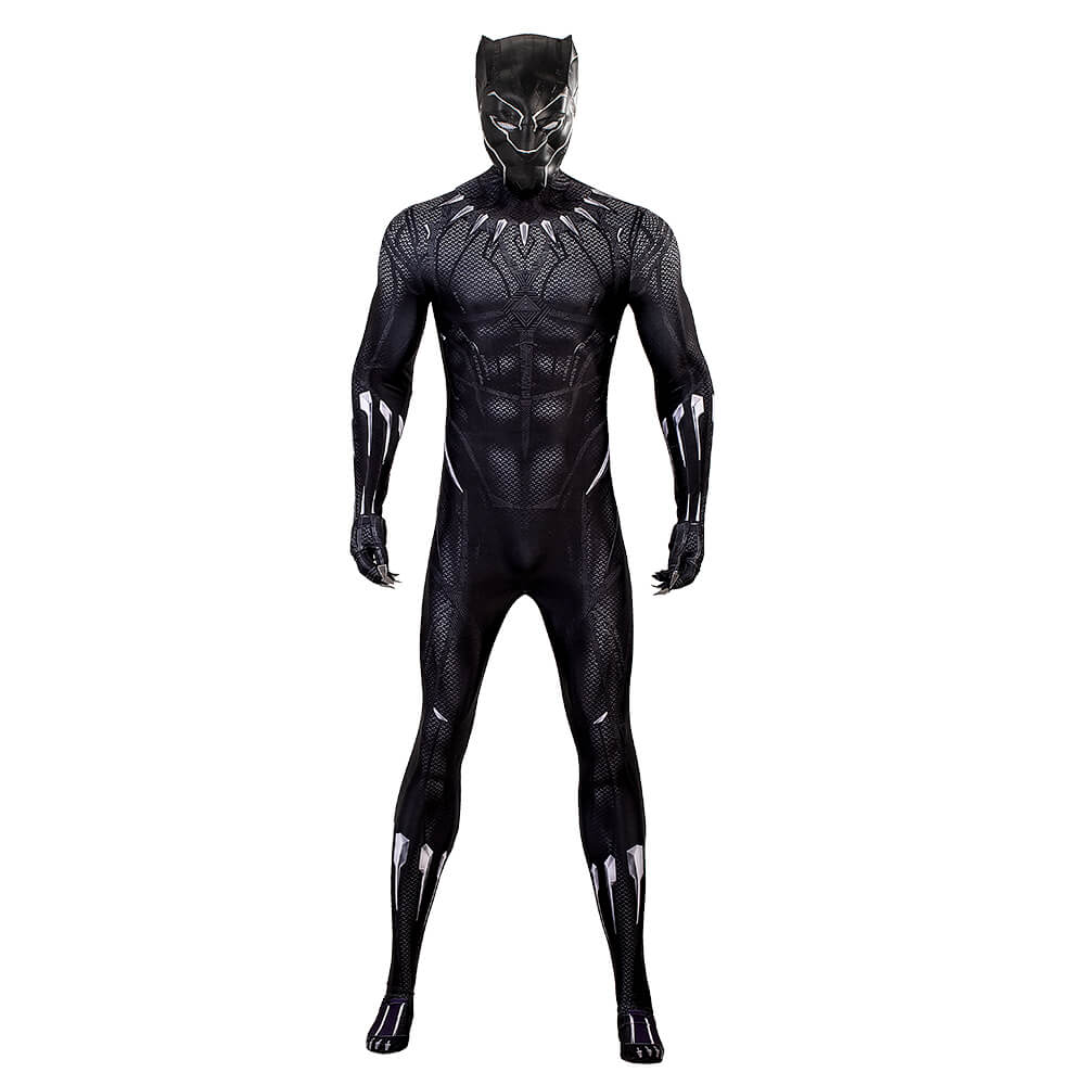 Black Panther Suit Cosplay T'Challa Bodysuit Cosplay Superhero Jumpsuit with Mask - Image 2