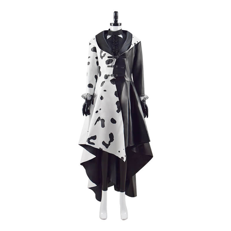 2021 Cruella Dalmatian Coat Costume Cruela Devil Halloween Costumes Ideas - Image 3