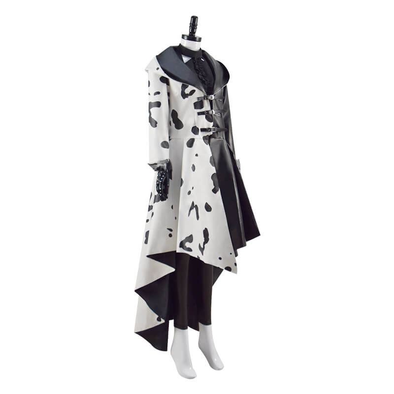 2021 Cruella Dalmatian Coat Costume Cruela Devil Halloween Costumes Ideas - Image 4