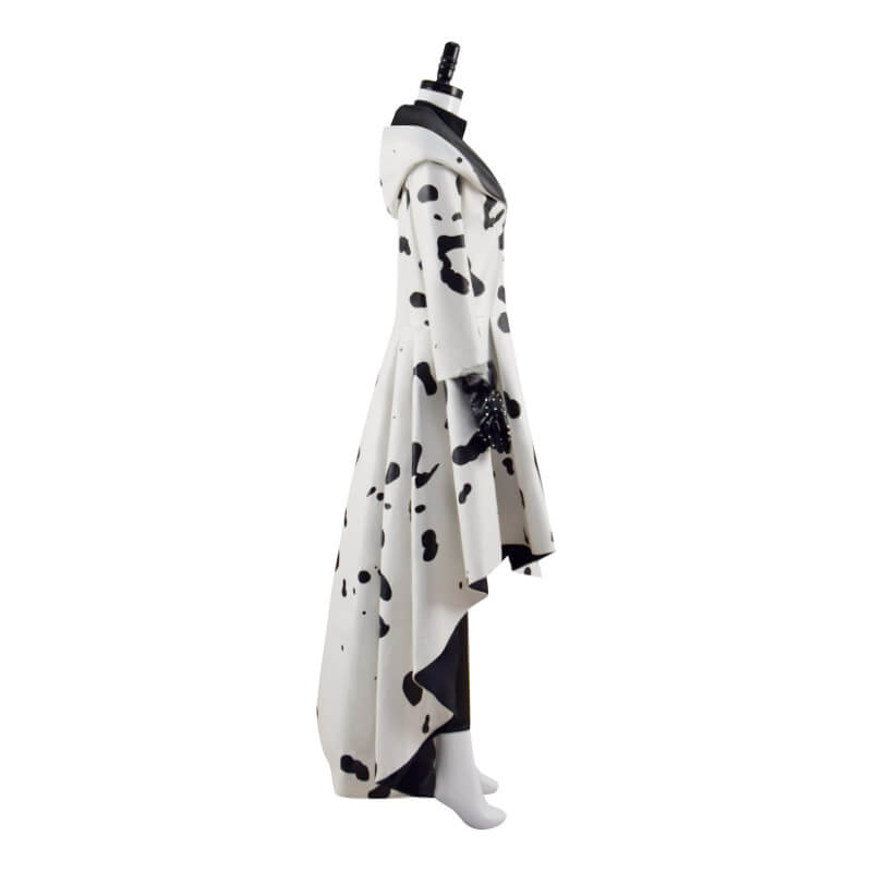 2021 Cruella Dalmatian Coat Costume Cruela Devil Halloween Costumes Ideas - Image 6