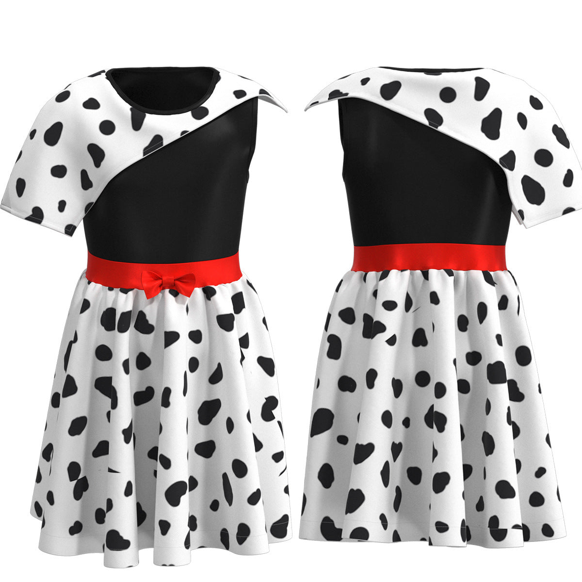 Kids Cruella Dress 2021 Cruella Dalmatian Dress Girls Halloween Cosplay Costumes - Image 2