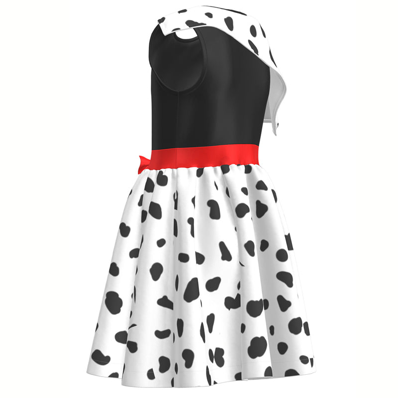 Kids Cruella Dress 2021 Cruella Dalmatian Dress Girls Halloween Cosplay Costumes - Image 14