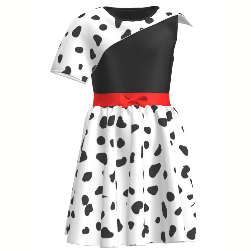 Kids Cruella Dress 2021 Cruella Dalmatian Dress Girls Halloween Cosplay Costumes - Image 12