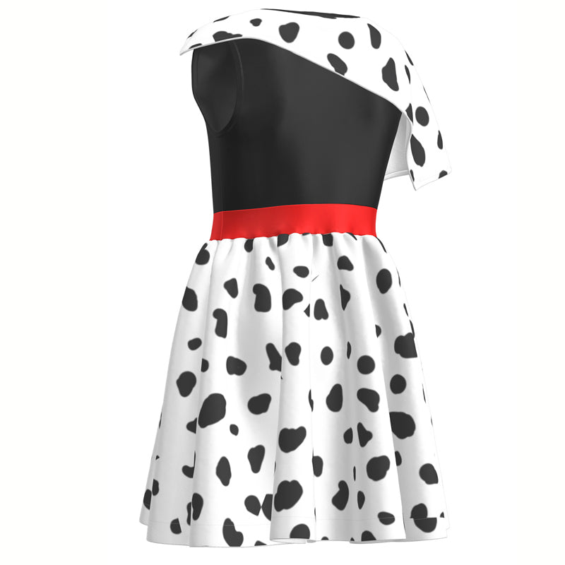 Kids Cruella Dress 2021 Cruella Dalmatian Dress Girls Halloween Cosplay Costumes - Image 15