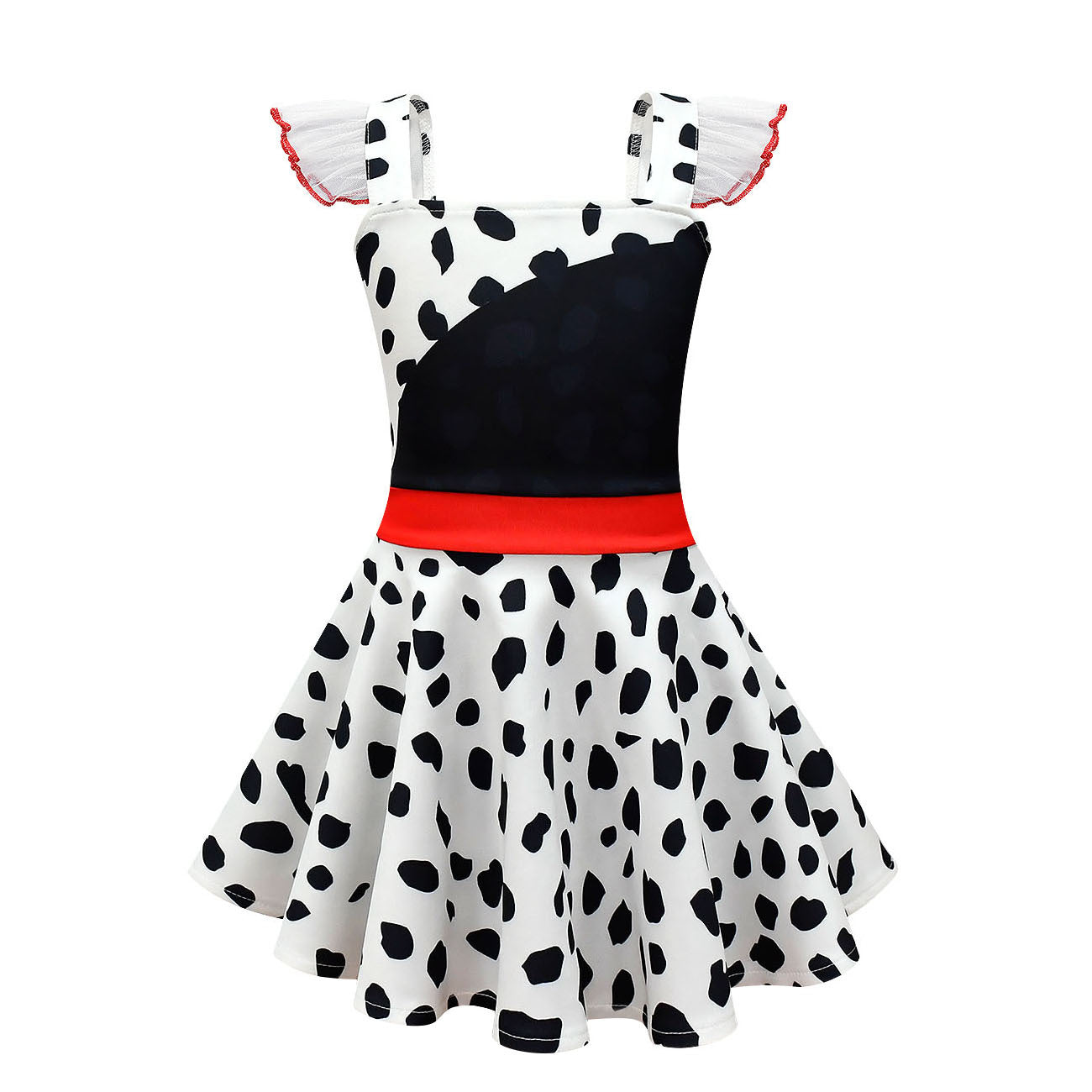 Kids Cruella Dress 2021 Cruella Dalmatian Dress Girls Halloween Cosplay Costumes - Image 4