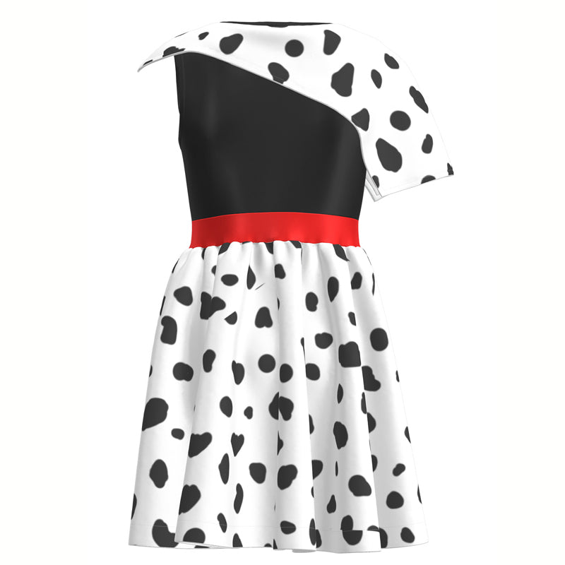 Kids Cruella Dress 2021 Cruella Dalmatian Dress Girls Halloween Cosplay Costumes - Image 16