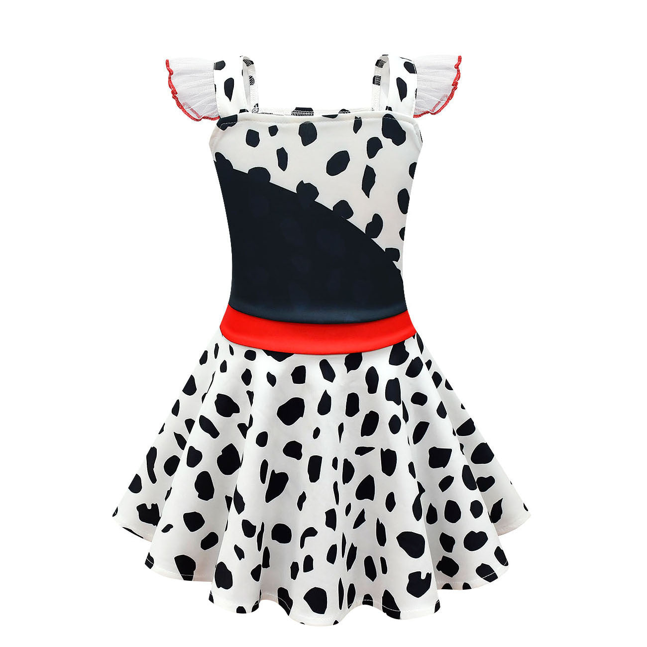 Kids Cruella Dress 2021 Cruella Dalmatian Dress Girls Halloween Cosplay Costumes - Image 5